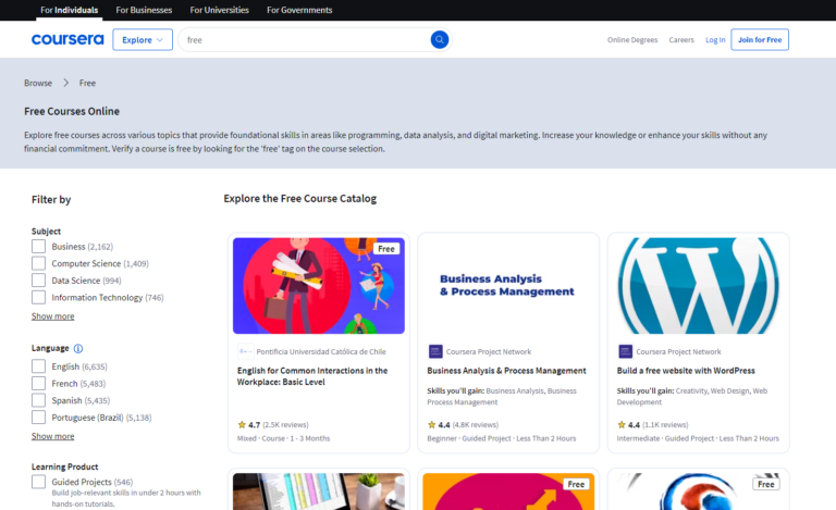 Coursera Free Courses