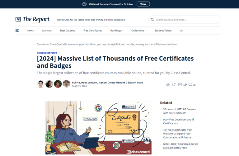 Class Central Free Certificates