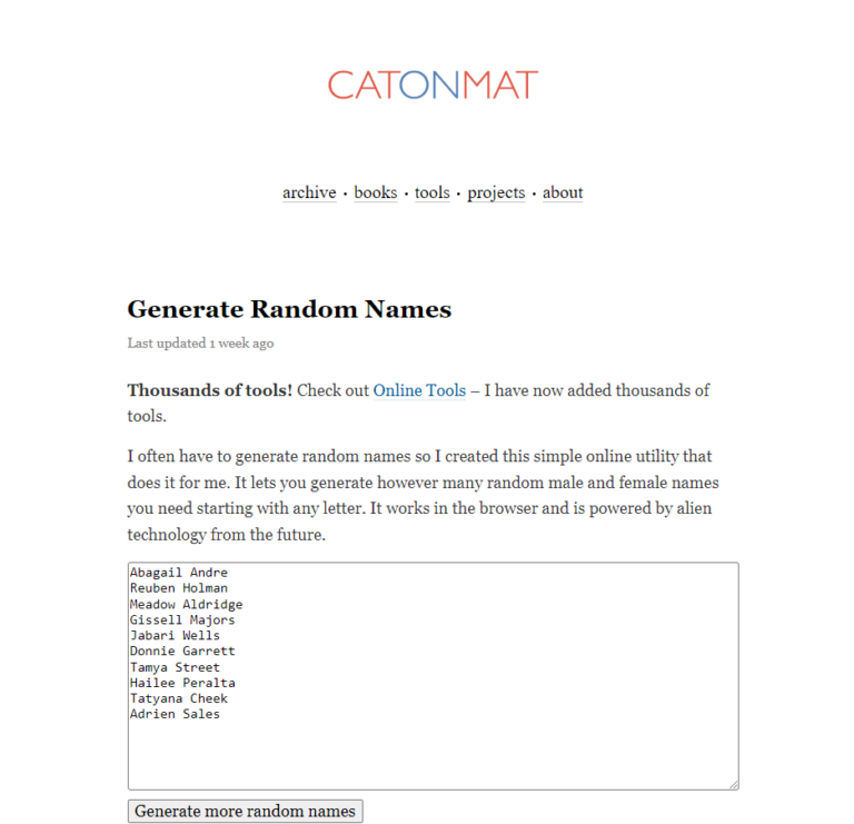 Catonmat Random Name Generator